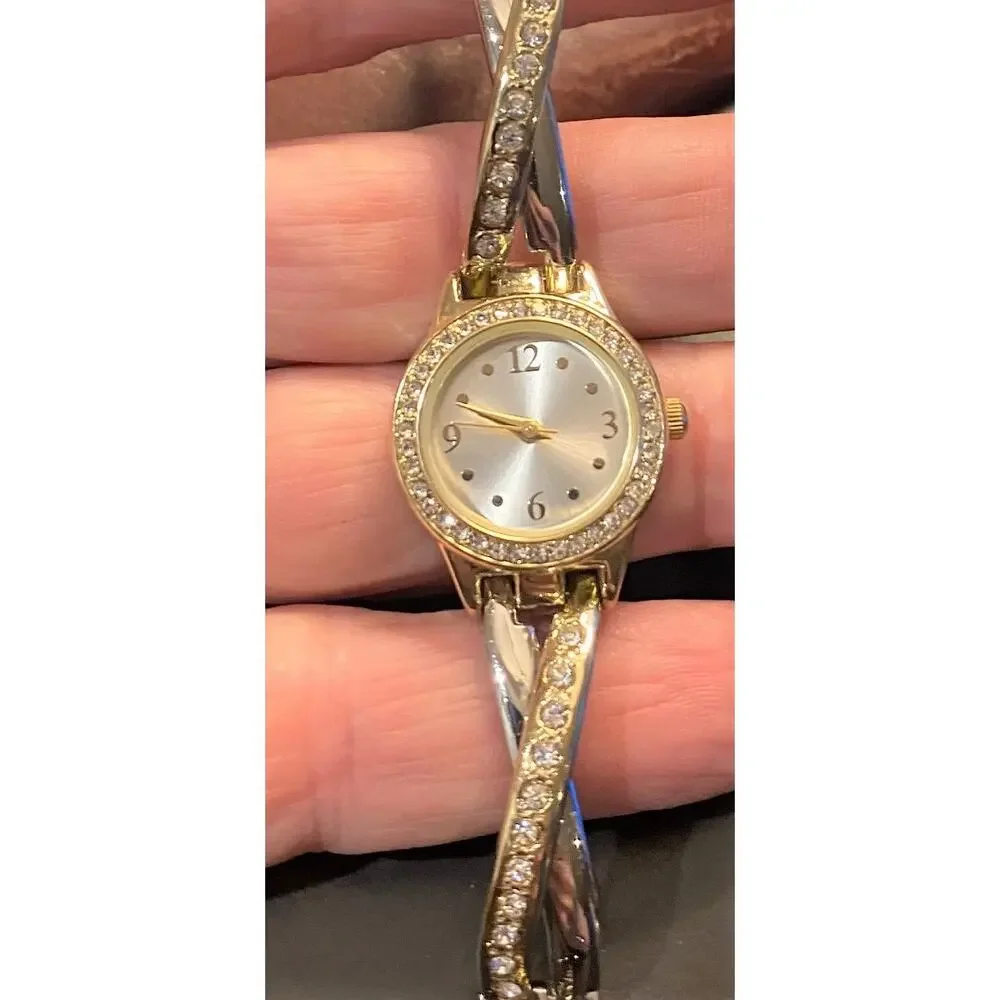 Women's 24mm Silver Tone Watch, Crystal Accents